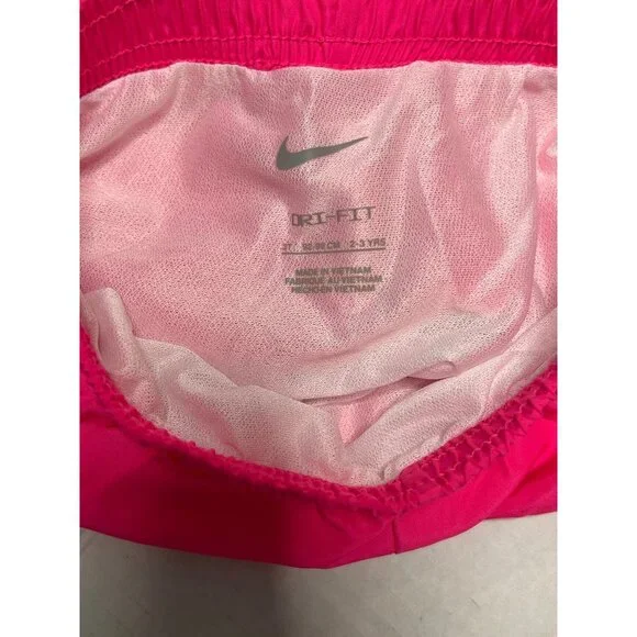 Nike Toddler Girl 3T Elastic Waist Dri Fit Built in Brief Racer Shorts Pink New - Picture 8 of 9